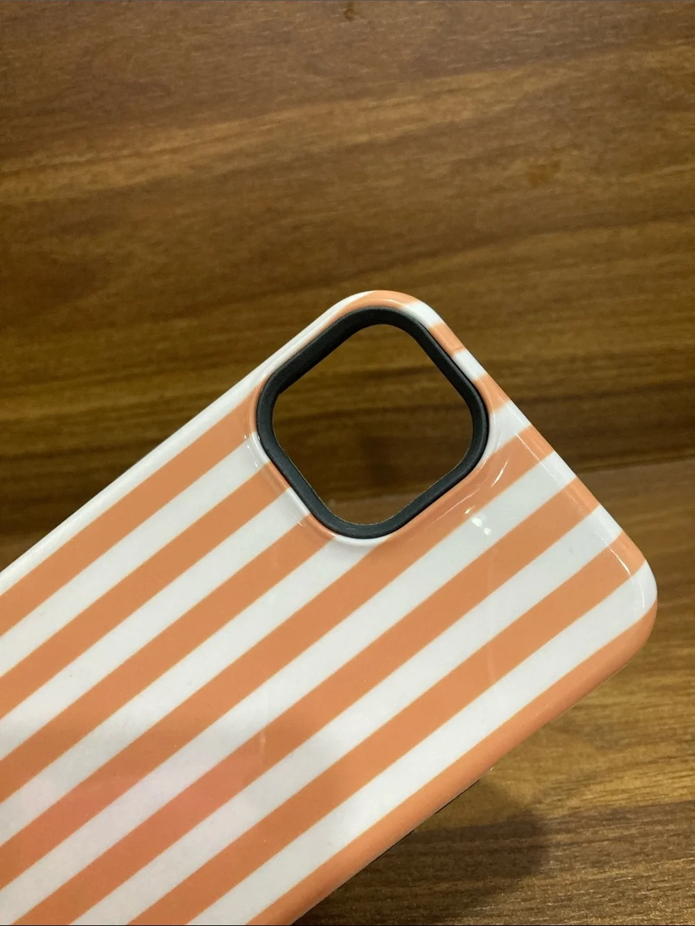 JMS Peach & White Striped Protective Phone Case